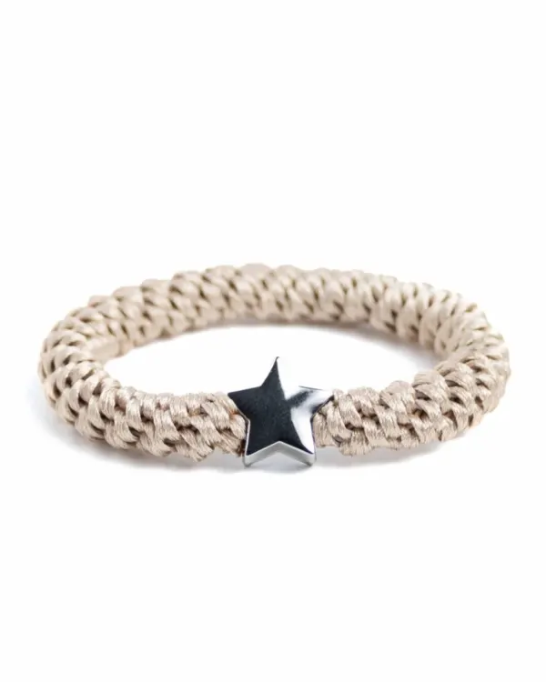 Banditz haarelastiekje in beige met een zilveren ster
