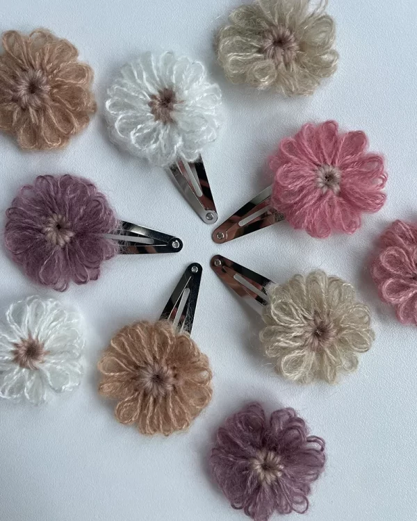 Haarspeldje Wool flower - Afbeelding 2
