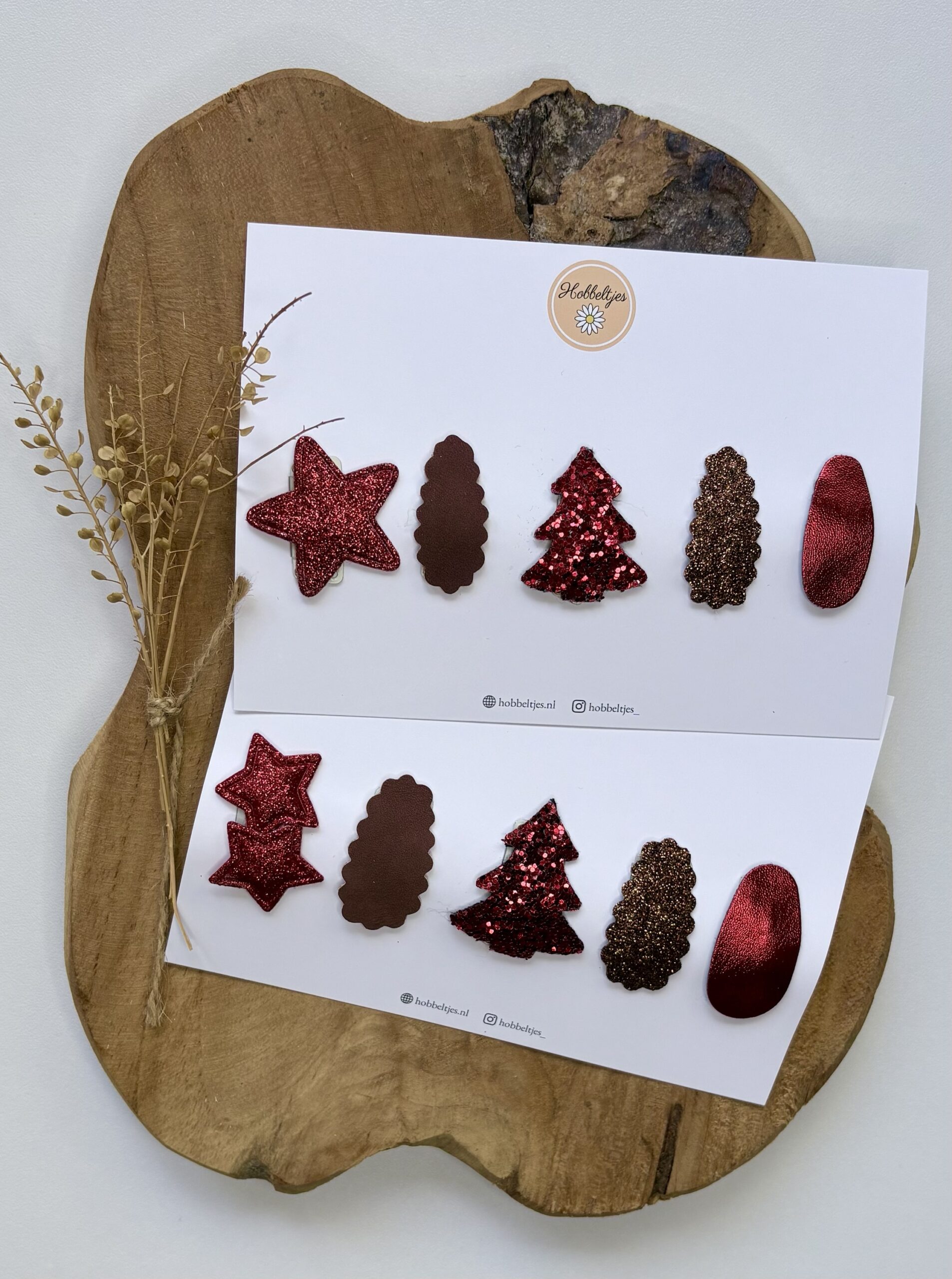 Cadeausetje antislip haarclipjes Christmas - Red & Brown