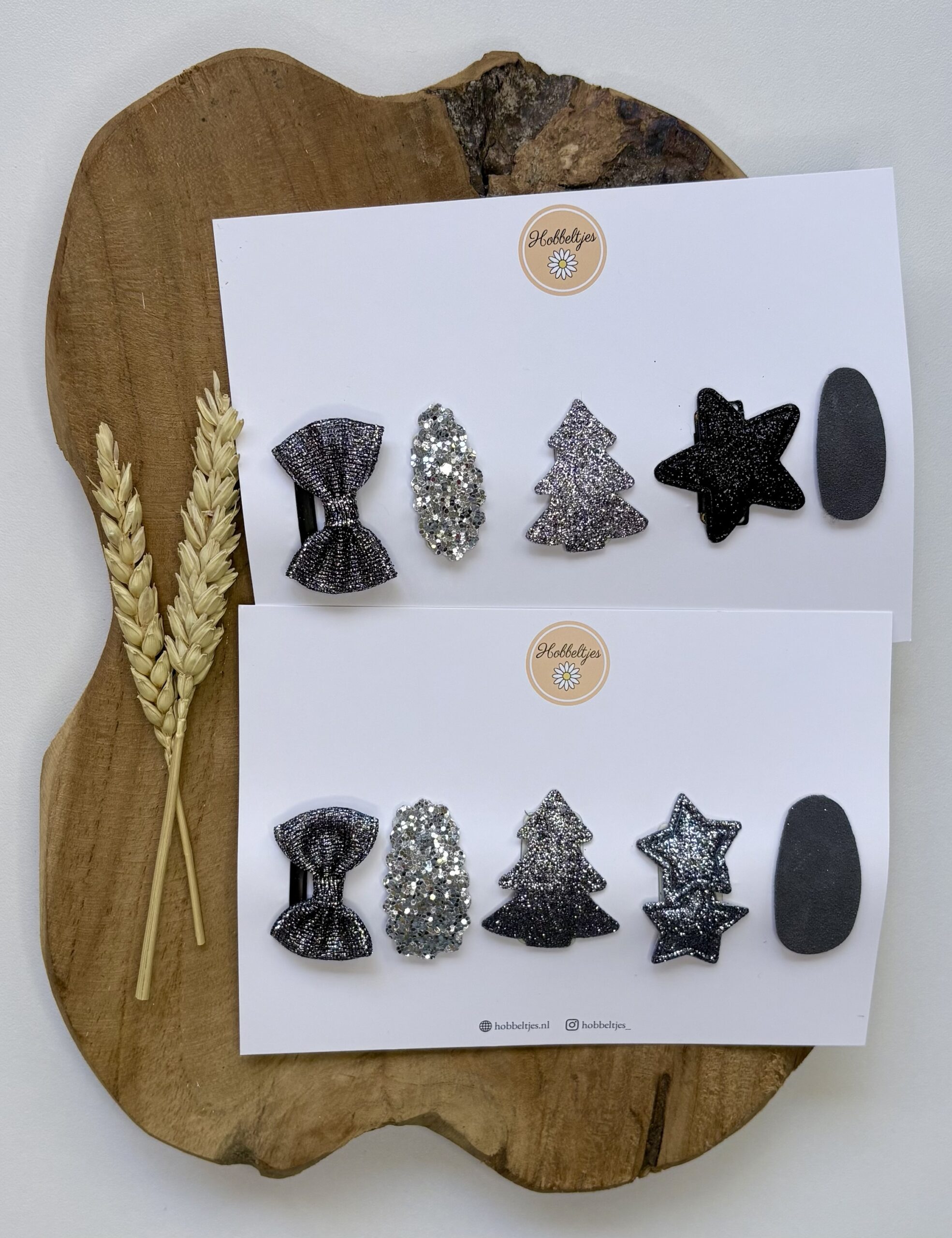 Cadeausetje antislip haarclipjes Christmas – Silver & Black