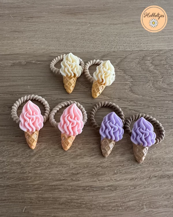 Mini haarelastiekjes ijsjes