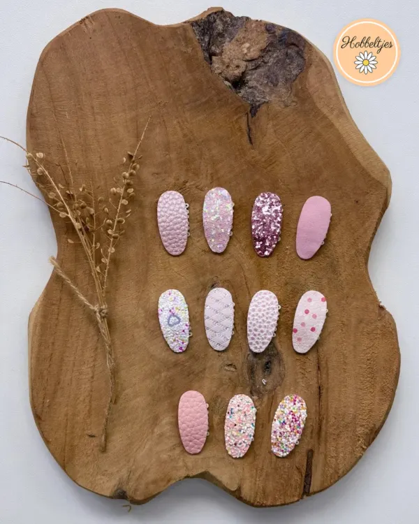 Elf mini antislip haarclipjes Pink Sparkles in roze en wit met glitter en confetti